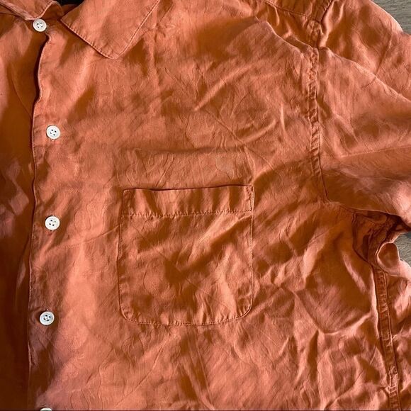 Grant Thomas, pure silk, light orange button down - Picture 4 of 7
